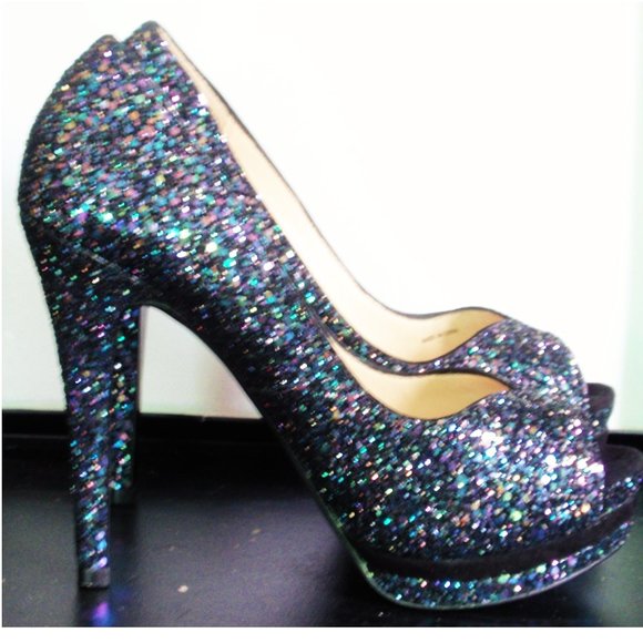 PELLE MODA WHITLEY GLITTER PEEPTOE PLATFORM 7.5 NWB - Picture 8 of 10